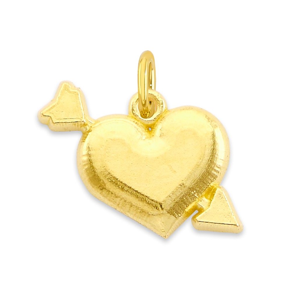 Solid 10k Gold Heart Charm for Bracelet - Tiny Cute Cupid Jewelry Gifts
